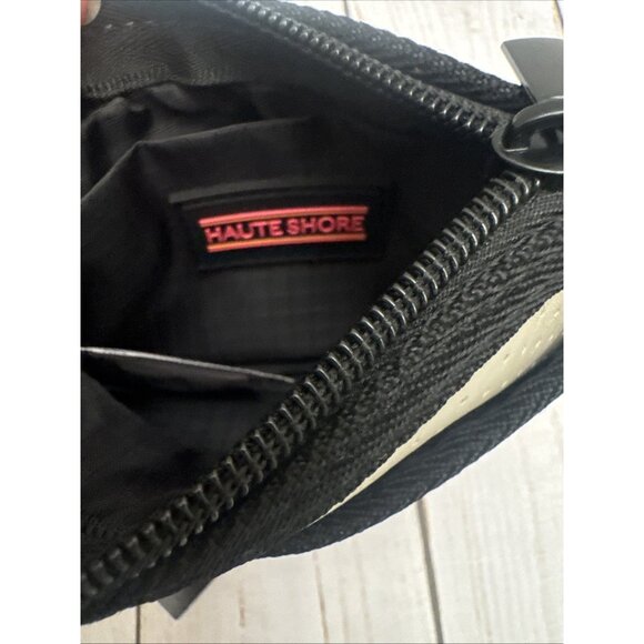 Haute Shore Neoprene Travel Bag 12” Small Keychain Wristlet Beige Red Stripe NWT - Picture 8 of 8